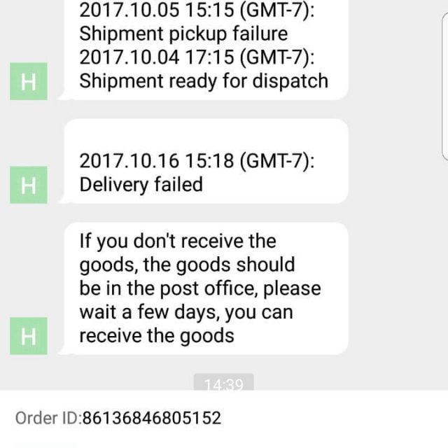 Pengalaman Delivery Failed, please contact your local post office or the seller Order Aliexpress