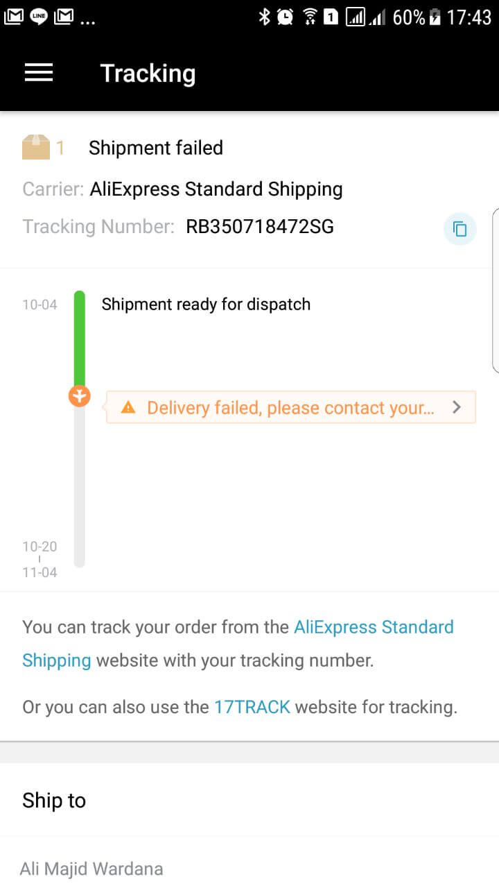 Solusi delivery failed aliexpress kasurnet